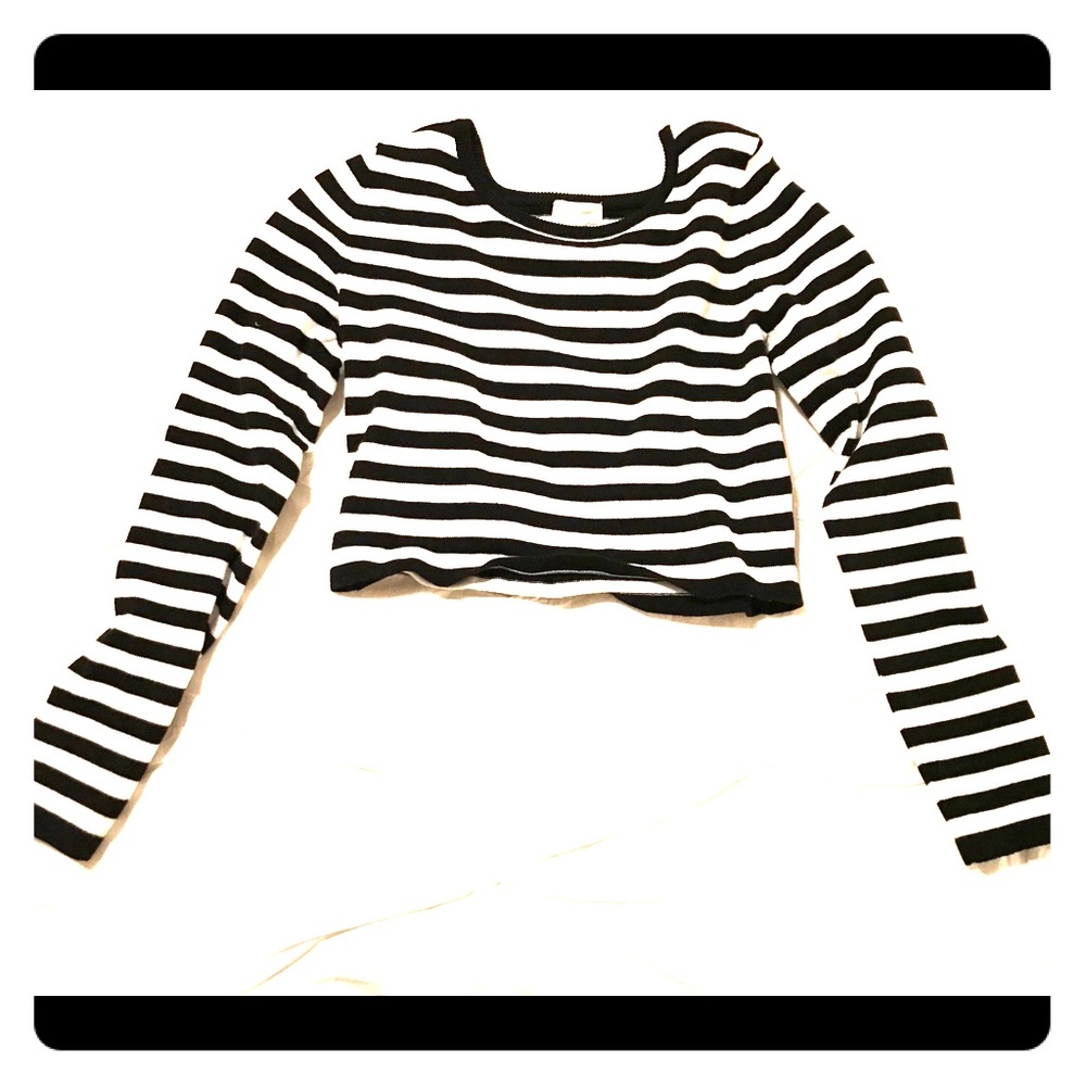 Ambiance striped long sleeve crop top